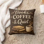 Books, Coffee & Quiet – Dark Academia Book Lover クッション (ブランケット)