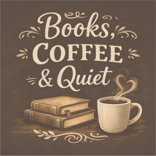 Books, Coffee & Quiet – Dark Academia Book Lover シール (正面)