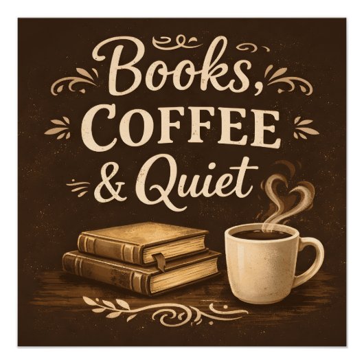 Books, Coffee & Quiet – Dark Academia Book Lover ポスター (正面)