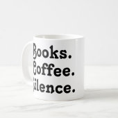 “Books. Coffee. Silence." | Minimalist  コーヒーマグカップ (正面左)