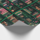 Books Decors Plants on Green Shelf Gift ラッピングペーパー (角)