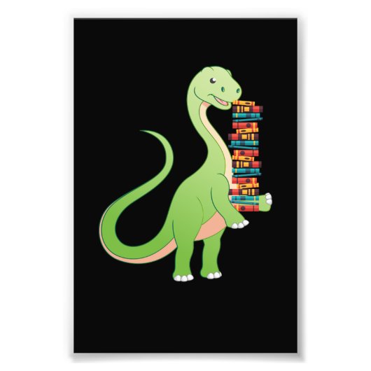 Books Dino Reading Book Literature フォトプリント (正面)