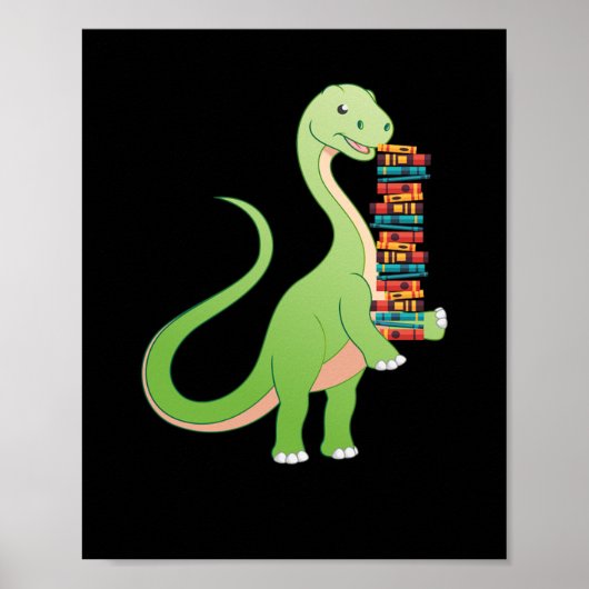 Books Dino Reading Book Literature ポスター (正面)