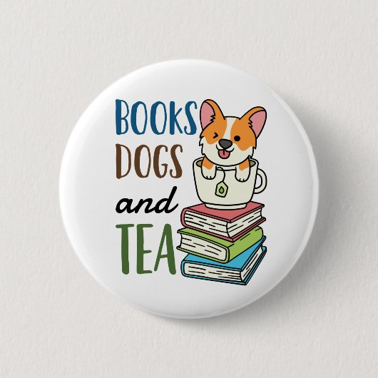 Books Dogs and Tea 読 Weekend's 缶バッジ (正面)
