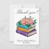 Books Floral Bridal Shower Thank you サンキューカード (正面)