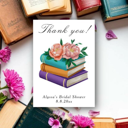 Books Floral Bridal Shower Thank you サンキューカード