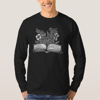 Books Flowers Library Librarian - Novel Literature Tシャツ