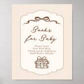 Books for baby Bebe Cafe Brown Bow Handdrawn ポスター (正面)