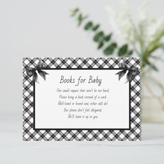 Books for Baby Black and White Plaid エンクロージャーカード (スタンド正面)