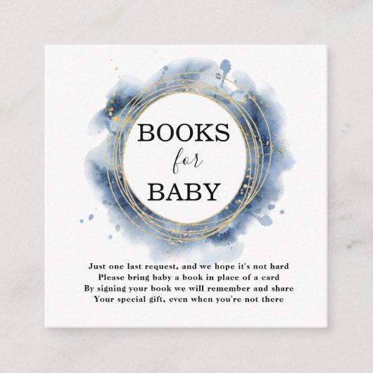 Books for Baby Blue Boy Baby Shower Enclosure Card エンクロージャーカード (正面)