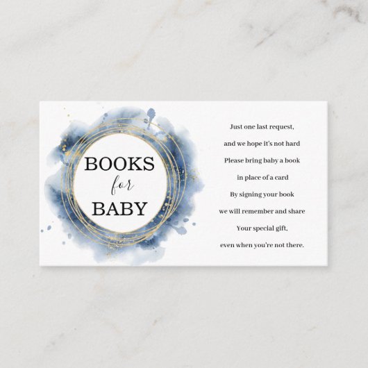 Books for Baby Blue Boy Baby Shower Enclosure Card エンクロージャーカード (正面)