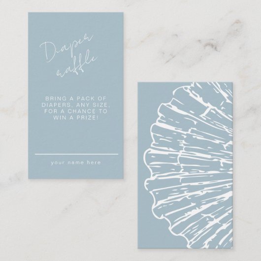 Books for Baby Blue Scallop Shell Boy Baby Shower エンクロージャーカード (正面/裏面)