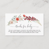 Books for Baby Boho red floral Baby Shower custom エンクロージャーカード (正面)