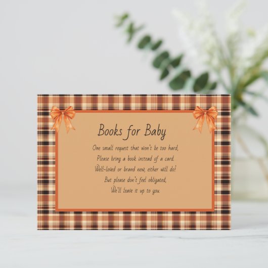 Books for Baby Brown and Orange Plaid エンクロージャーカード (スタンド正面)