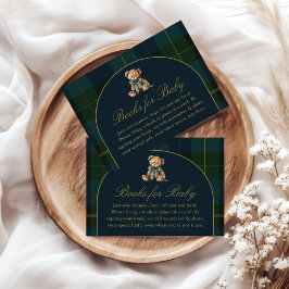 Books for Baby Card Classic Dark Green Blue Plaid  エンクロージャーカード