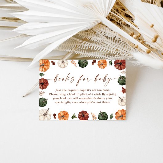 Books for Baby Card | Fall Pumpkin Baby Shower エンクロージャーカード