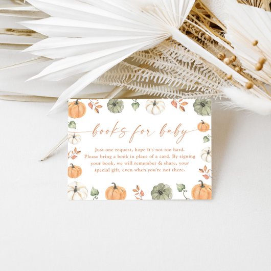 Books for Baby Card | Fall Pumpkin Baby Shower エンクロージャーカード