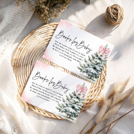 Books for Baby Card Pink Bow Snowflake Baby Shower エンクロージャーカード