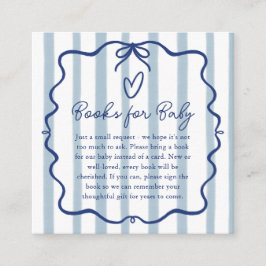 Books for Baby Cute Blue Stripes Baby Shower エンクロージャーカード