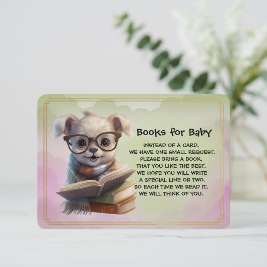 Books for Baby Cute Puppy Dog Reading A Book エンクロージャーカード (スタンド正面)