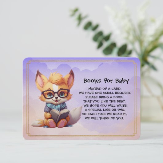Books for Baby Cute Red Fox Reading A Book エンクロージャーカード (スタンド正面)