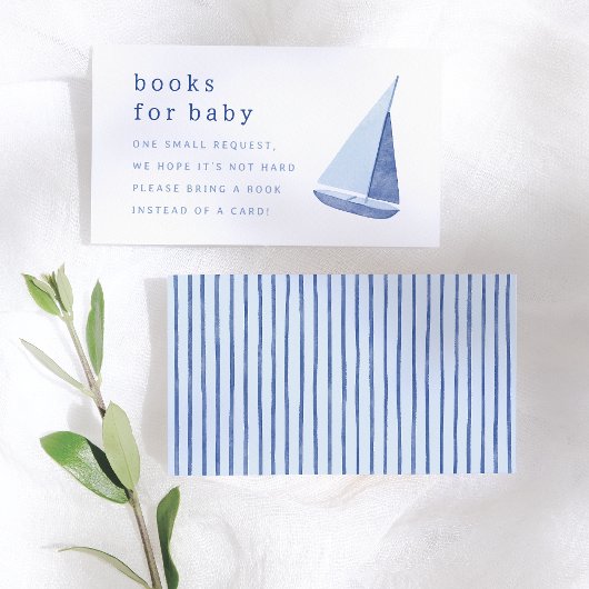 Books for Baby Italian Sailboat Blue Baby Shower エンクロージャーカード