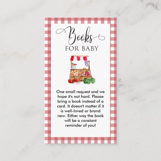 Books for Baby Locally Grown Baby Shower Gingham エンクロージャーカード (正面)