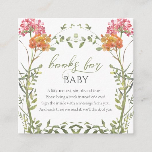Books for Baby Meadow Flowers Baby Shower エンクロージャーカード (正面)