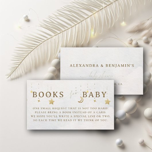 Books For Baby Moon White Twinkle Stars Shower エンクロージャーカード