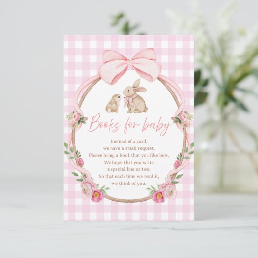 Books For Baby Pink  Bow Gingham Enclosure cards サンキューカード (スタンド正面)