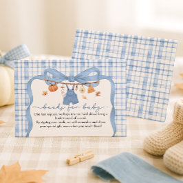 Books For Baby Pumpkin Blue Fall Baby Shower エンクロージャーカード