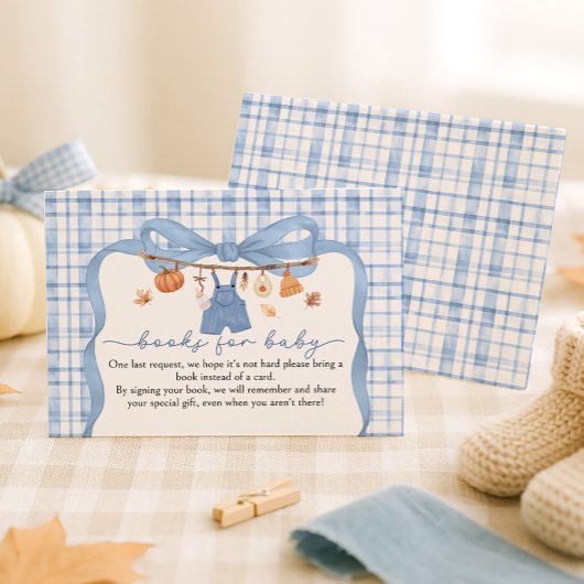 Books For Baby Pumpkin Blue Fall Baby Shower エンクロージャーカード