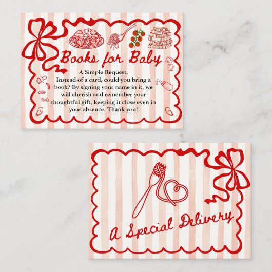 Books for Baby Red Bow Frame Enclosure Card エンクロージャーカード (正面/裏面)