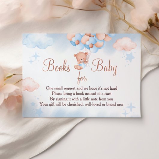 Books for Baby Teddy Bear Blue and Blush エンクロージャーカード