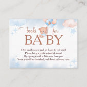 Books for Baby Teddy Bear Blue Blush Baby Shower エンクロージャーカード (正面)