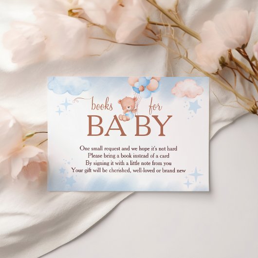 Books for Baby Teddy Bear Blue Blush Baby Shower エンクロージャーカード
