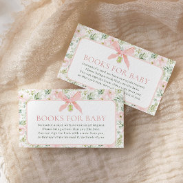 Books For Baby Vintage Floral Pink Bow Baby Shower エンクロージャーカード