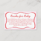 Books For Baby Wavy Frame Pink & Red Baby Shower エンクロージャーカード (正面)