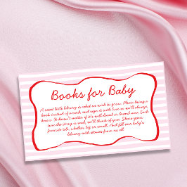Books For Baby Wavy Frame Pink & Red Baby Shower エンクロージャーカード