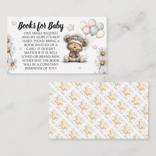 Books For Baby Whimsical Teddy Bear Design エンクロージャーカード (正面/裏面)