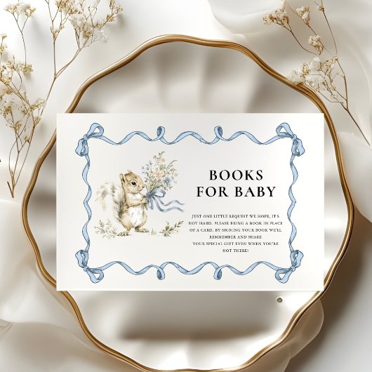 Books for Baby Woodland Squirrel Blue Bow   エンクロージャーカード