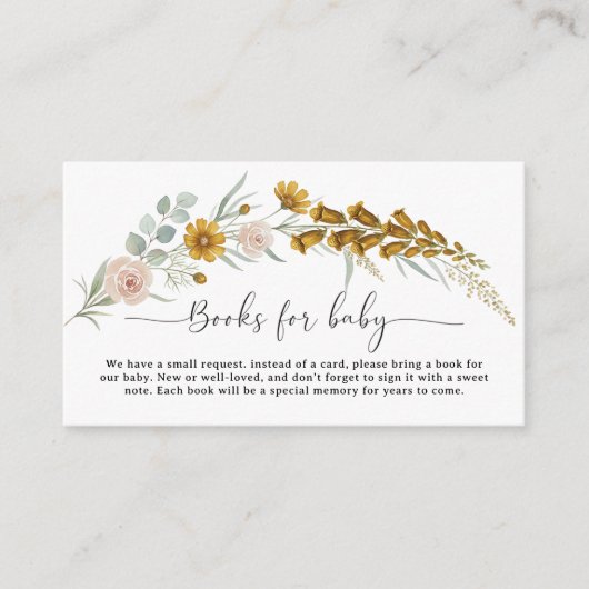Books for Baby yellow floral Baby Shower custom エンクロージャーカード (正面)