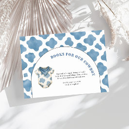 Books for Our Cowboy Blue Cow Print Baby Shower  エンクロージャーカード