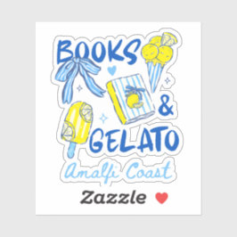 Books & Gelato Amalfi Coast Retro Italy Lover シール