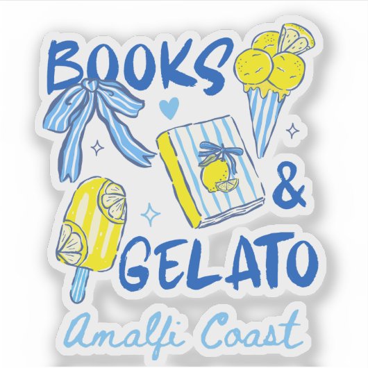Books & Gelato Amalfi Coast Retro Italy Lover シール (正面)
