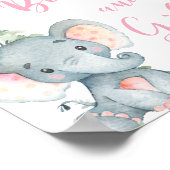 Books gifts pink elephant balloon baby shower sign ポスター (角)
