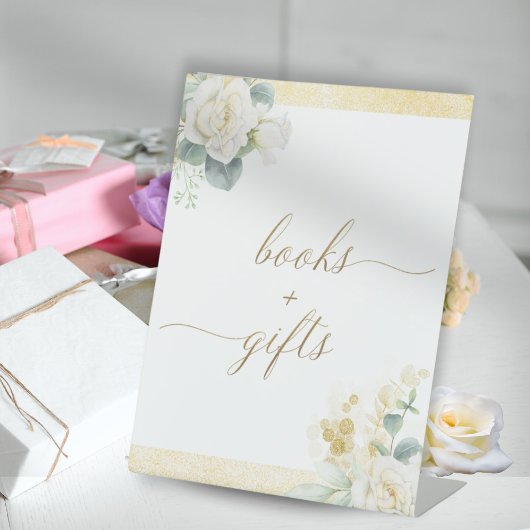 Books & Gifts Sign  – It’s A Boy Baby Shower Gold 台座サイン
