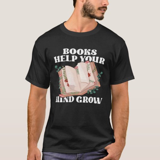 Books Help Your Mind Grow Book  Retro Reading Tシャツ (正面)