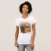 Books in Full Bloom – Watercolor Wildflower Tシャツ (正面フル)