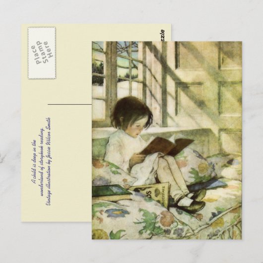 Books in Winter by Jessie Willcox Smith ポストカード (正面/裏面)